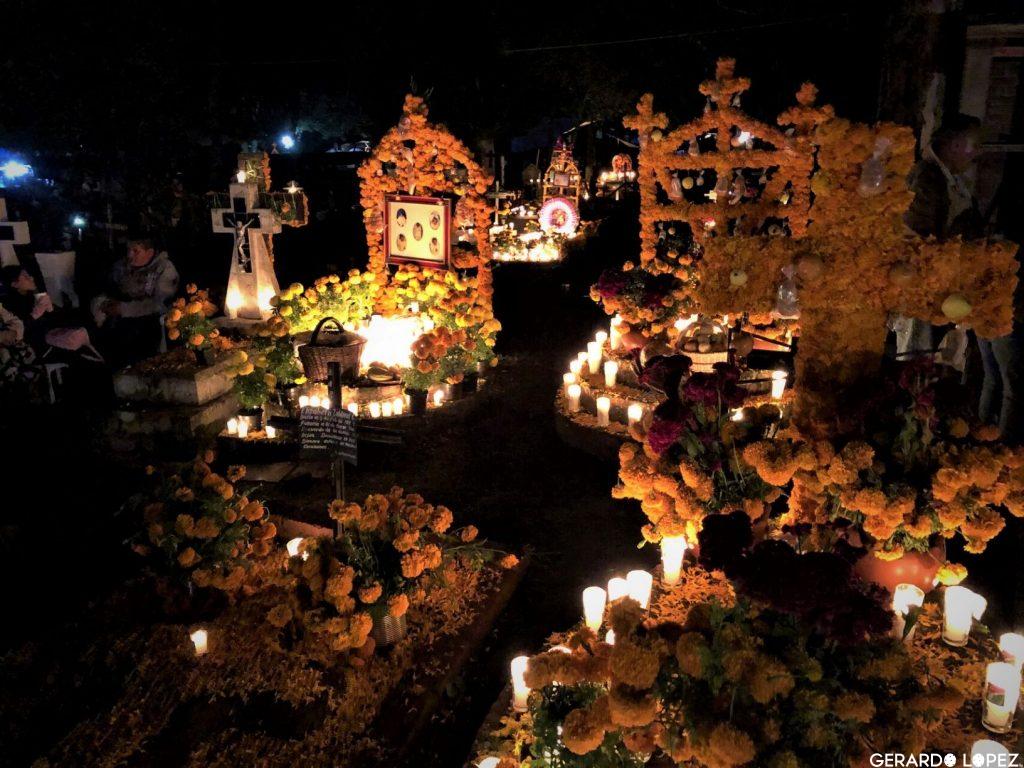 Cementary decorated for Day of the Dead in Michoacan